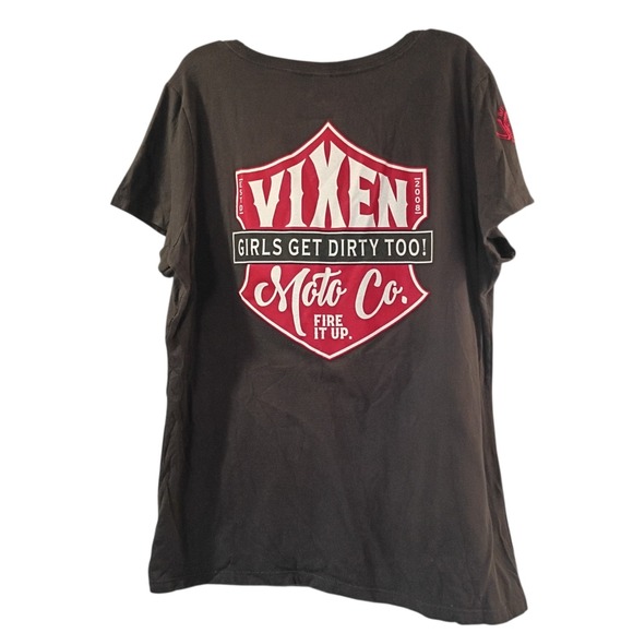 Vixen Off Road Women's Graphic "Girls Get Dirty Too" Black T-shirt Size XL EUC - Picture 3 of 8